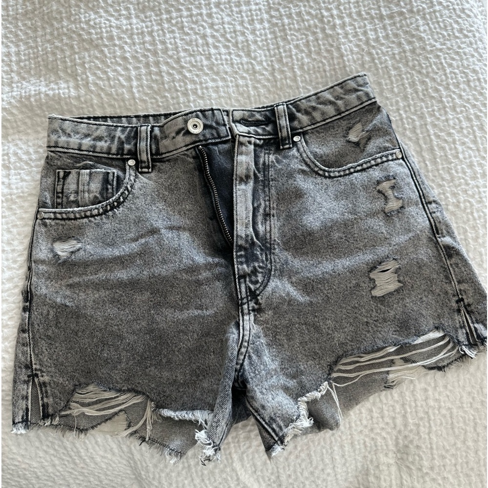 Zara black acid wash shorts